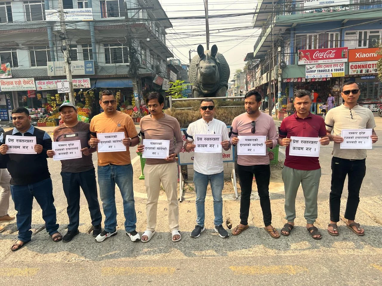 सौराहा चोकमा पूर्वी चितवनका पत्रकारको विरोध प्रदर्शन